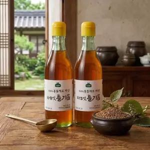 [푸디헤븐]100% 통들깨로 짠 맑고 고소한 하늘빛 들기름 350ml+350ml