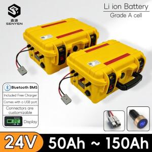 SY-방수 ip67 24V 50Ah 100Ah 리튬 이온 배터리(BMS 포함) 트롤링 모터 태양광 시스템용+10A 충전기