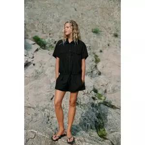ZARA 루즈 쇼트 포켓 점프수트 - 블랙 6929/486/800