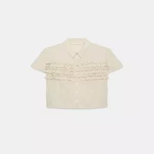 [정품] 자라 ZARA 나일론 프릴 셔츠 - 크림 4772/980/733