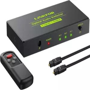 LiNKFOR 디지털 광학 오디오 3x1 스위치 PS3 블루레이 DVD HDTV용 광케이블 포함 4-in-1 알루미늄 합금