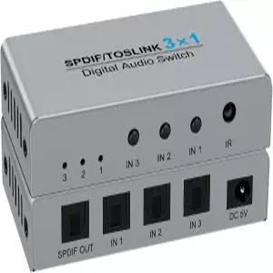 HDSUNWSTD 3포트 디지털 Toslink 광섬유 오디오 스위치 스플리터 3X1 3 in 1 Out TV용 Spdif 광 PS5 Xbox