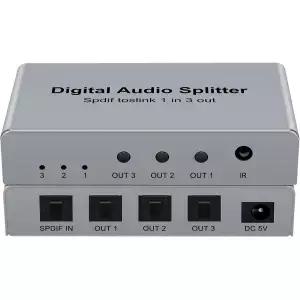 3포트 SPDIF Toslink 광섬유 오디오 스플리터 디지털 광 1x3 1 in 3 Out TV용 광케이블 포함 Dolby Digital