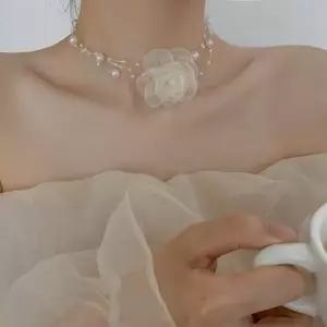 초커목걸이 진주 장미 초커-WFQZ8DY
