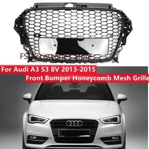 아우디 A3 S3 8V 2013 업그레이드용 프론트 범퍼 허니콤 메쉬 그릴, 블랙 커버