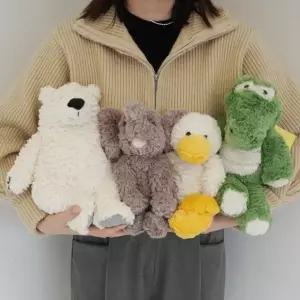 복슬 안고자는 덕 곰 귀여운 코끼리 악어 베어 북극곰 인형 뽀글이 수면 쿠션] 애착 오리 [4종 공룡 동물