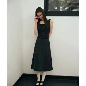 MUSINSA STANDARD WOMAN 우먼즈 플리츠 미디 스커트 [차콜 그레이] 528017