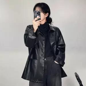 블레이저 [빅사이즈 셔츠 오버핏 루즈핏 여성 가을 여자 재킷 얇은 점퍼] 자켓 데일리 가죽 레더 아우터