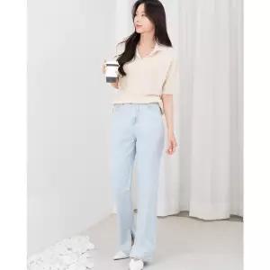 [리빌모아]여자 와이드 절개 청바지 데님 팬츠 하이웨스트 블랙진 부츠컷 스판 여성청바지DJW-JEA-SHSSGWJ4
