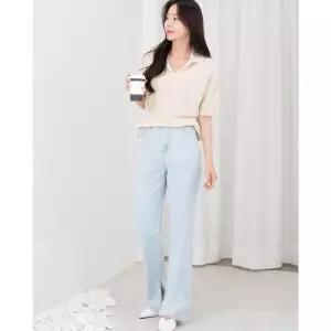 [리빌모아]여자 와이드 절개 청바지 데님 팬츠 하이웨스트 블랙진 부츠컷 스판 여성청바지DJW-JEA-SHSSGWJ