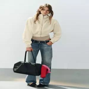 ZARA 크롭 후드 스웨트셔츠 - 크림 4393/802/712 4393/802 133025 JC