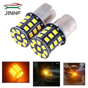 고출력 앰버 옐로우 2835 LED 전구, 방향 지시등, BA15S, 7507, PY21W, 1156PY, 33 SMD, 2 개