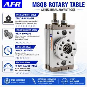 MSQB 10A 20A 30A 50A 70A 20R 30R 공압식 로터리 실린더 에어 액추에이터 0-190 ° 자동화용 스윙 회전 테