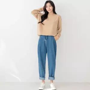 여자 오버핏 배기 청바지 일자 와이드 데님 팬츠 부츠컷 블랙진 여성청바지DJW-JEA-SHSSGWJ24D-중청-R1