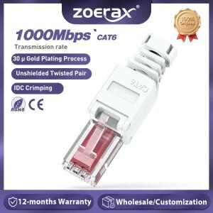 ZoeRax 1PCS 도구가 필요 없는 RJ45 CAT6 커넥터 이더넷 종단 플러그 23AWG ~ 케이블 인터넷 설치 없음
