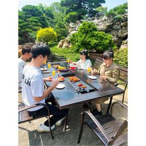 고기 불판 테이블 세트 그릴 의자 마당 테라스 바베큐