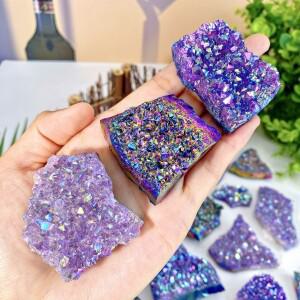 무작위 1PC 고  오라 자수정 클러스터 크리스탈 천연 원시 돌 보석 수집 CrystalOrnaments