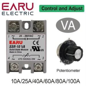 SSR-10VA SSR 솔리드 스테이트 릴레이 전압 조정기 AC24-380V 출력 + PID 온도 컨트롤러 용 전위차계