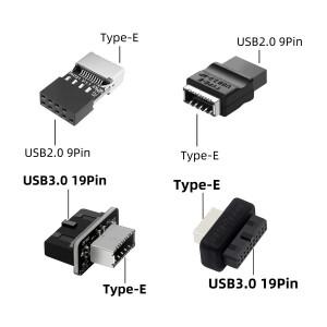 데스크탑 PC 전면 패널 USB C 포트 확장용 마더보드 2.0 9핀 3.0 19핀 to Type-E (A-Key) 어댑터