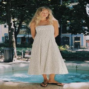 ZARA 도트 홀터넥 미디 원피스 - 화이트 / 블랙 4772/354/064