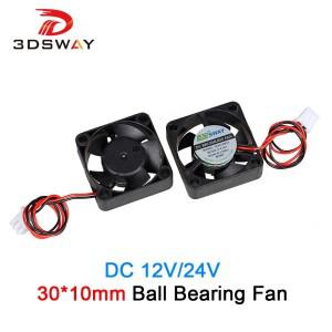 3DSWAY 3D 프린터 부품 DC 12V/24V 듀얼 볼 베어링 팬 고속 10000RPM 30x10mm 3010 XH2.54-2P 전선 방사형