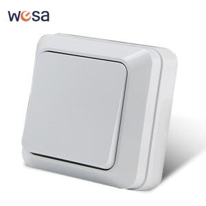 WESA 벽 마운트 버튼 스위치 클래식 플라스틱 표면 1 갱 단방향 빈티지 야외 흰색 외부 켜기 및 끄기