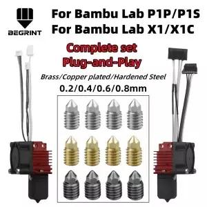 완전히 조립된 핫엔드 Bambu X1 X1C P1P P1S용 팬 업그레이드 2.0 및 노즐 포함 Carbon용