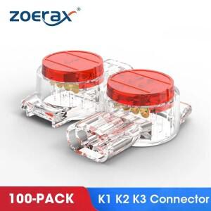 ZOERAX 100PCS K1 K2 K3 커넥터 와이어 스플 라이스 RJ45 RJ11 배선 이더넷 전화 케이블 코드 UY2 네트워크