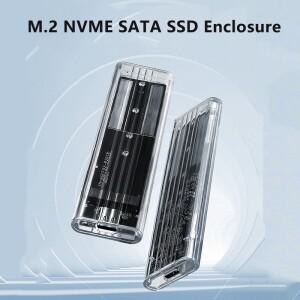 M.2 NVME PCIe NGFF SATA SSD 케이스 USB3.1 Gen1 10Gbps TypeC 투명 인클로저 2230/2242/2260/2280용 외부
