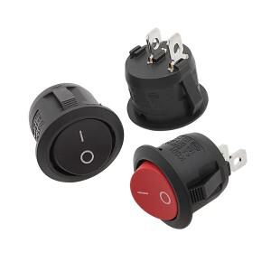 KCD1-105 직경 20mm 원형 로커 스위치 2 핀 보트 ON-OFF 푸시 버튼 레드 블랙 AC 6A 250V 10A 5 개