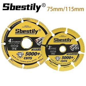 Sbestily 75mm115mm 다이아몬드 커팅 디스크 5000 + 컷 메탈 휠 유리 강화 목재 톱 블레이드 앵글 그라인더
