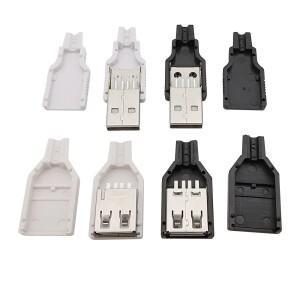 5/10Pcs  A USB 4 핀 남성 및 여성 납땜 플러그 소켓 커넥터 (플라스틱 커버 포함) DIY 2.0 어셈블리 어댑