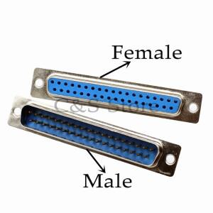 5Pcs DB37 구멍/핀 암/수 파란색 용접 커넥터 RS232 직렬 포트 소켓 DB D-SUB 어댑터 37 핀