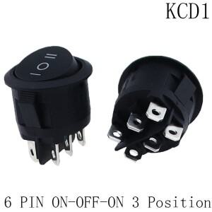 Rise1PC KCD1 23M 호환m 직경 라운드 로커 스위치 6 핀 ON-OFF-ON 3 10A 125VAC