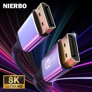NIERBO 디스플레이 포트 케이블 고속 TV 모니터 노트북과 호환 가능 8K DP 1.4 @ 60Hz 4K 144Hz 편조