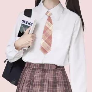스쿨룩 자동 목타이 교복넥타이 핑크체크