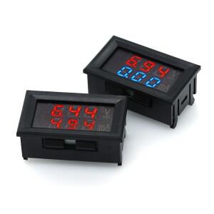 미니 디지털 전압계 전류계 DC0-100V 50A 100A 패널 앰프 볼트 측정기 테스터 블루 레드 듀얼 LED 디스플레