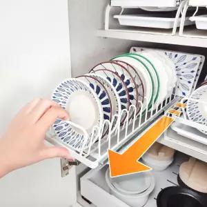 슬라이딩 접시 그릇정리대 주방 수납함소품 보관 보관함 꽂이대 공간활용 용품