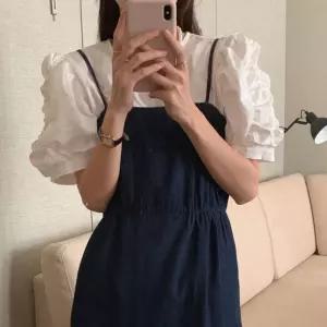 G125689_뷔스티에 서스펜더 청원피스 데님원롱 나시원 끈원 레이어드룩 레이어드원 데님원 에원 여성원 치