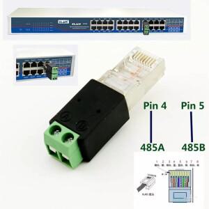 1pc RJ45 남성 485 2 핀 (4 5P) 나사 고정 터미널 어댑터 커넥터 분배기 CCTV DVR