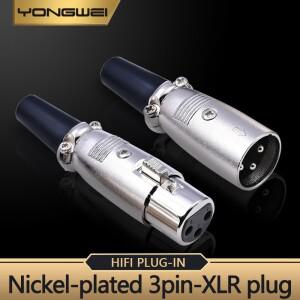 YONGWEI 금도금 XLR 암수 플러그 마이크 커넥터 아연 스틸 하우징 밸런스 스피커 파워 앰프 믹서 3 핀