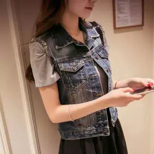 LF42400 빈티지 청 데님 조끼 베스트 캐주얼 커플