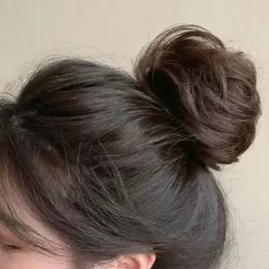 핸드메이드 가공 인모 생머리 똥머리 볼륨 헤어밴드