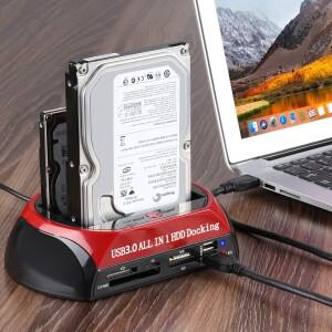 하드 드라이브 도킹 스테이션 2.5 SATA IDE HDD SSD 리더 듀얼 슬롯 USB 외장 디스크 박스 인클로저 케이스