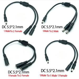 1개 DC 5.5mmx2.1mm 1대2 커넥터 남성-여성 플러그 전원 분배 케이블 CCTV LED 스트립 라이트 어댑터 18AWG