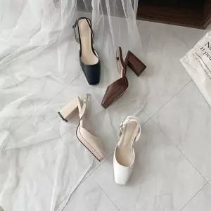 통굽 청키힐 가보시 키높이 여자 스트랩 스퀘어토 슬