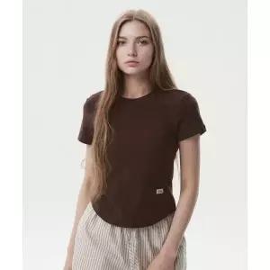 후아유 Round Neck Curved Hem T-shirtWHRAG2433F