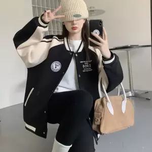 친절한탄씨 여성 블루종 야구점퍼 유니크 프린팅 여성야구점퍼 30대겨울야구점퍼 베이직점퍼