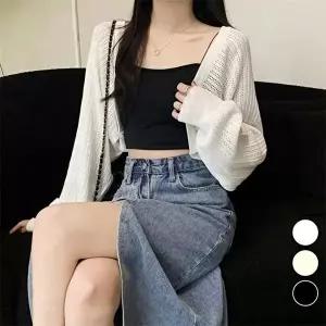 데일리룩 펀칭 여성 소재 편한 볼레로 여름 얇은