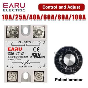 SSR-10VA SSR 솔리드 스테이트 릴레이 전압 조정기 PID 온도 컨트롤러 용 AC24-380V 출력 전위차계